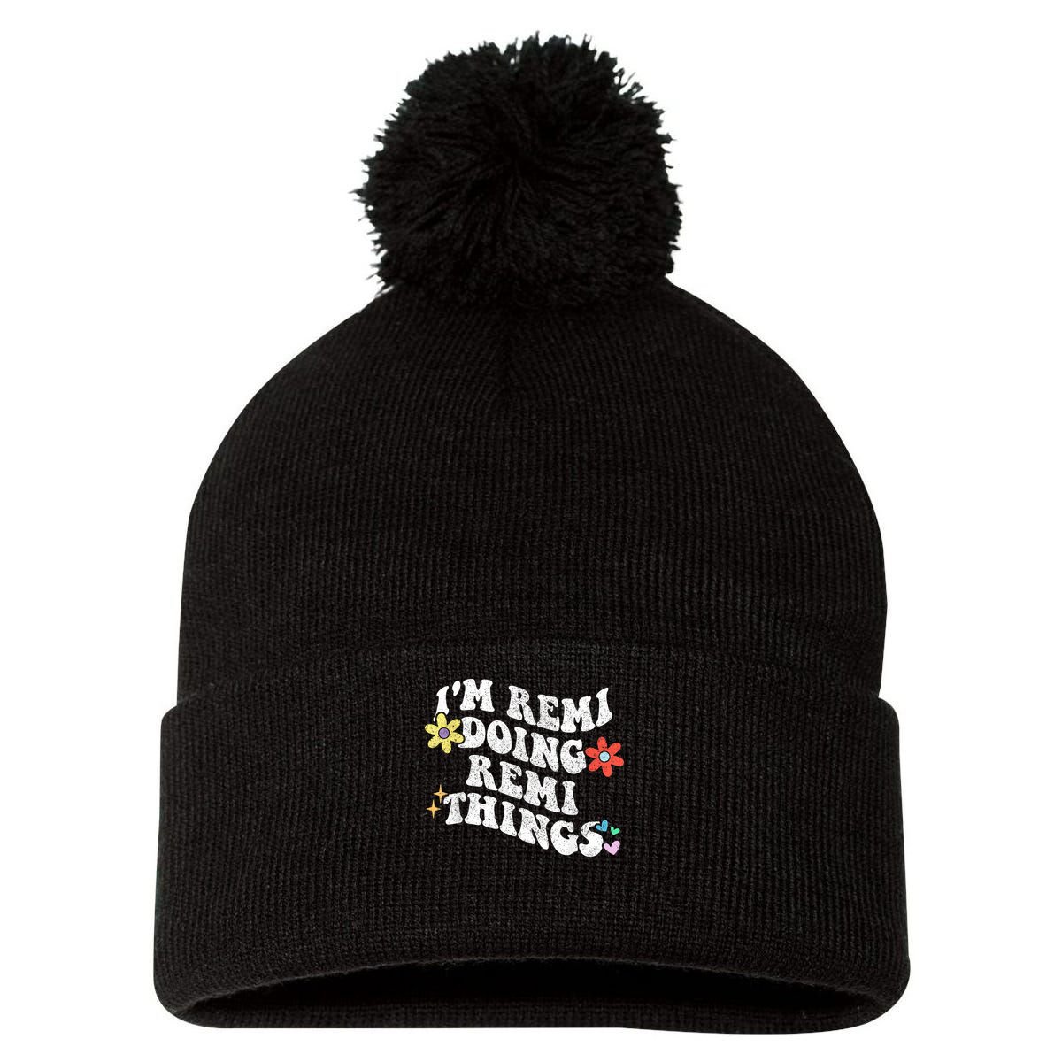 Retro Groovy Im REMI Doing REMI Things Funny Mother's Day Pom Pom 12in Knit Beanie