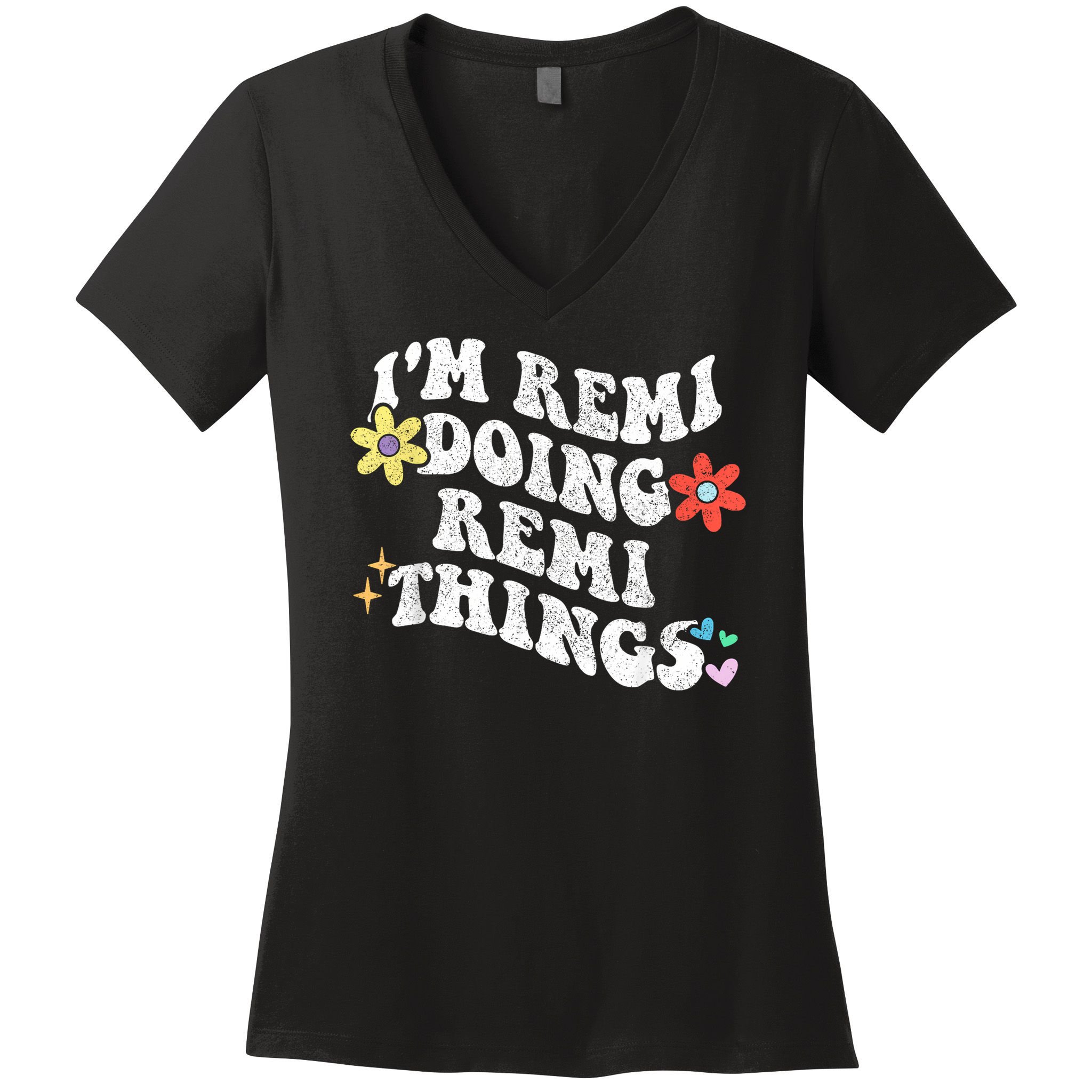 Retro Groovy Im REMI Doing REMI Things Funny Mother's Day Women's V-Neck T-Shirt