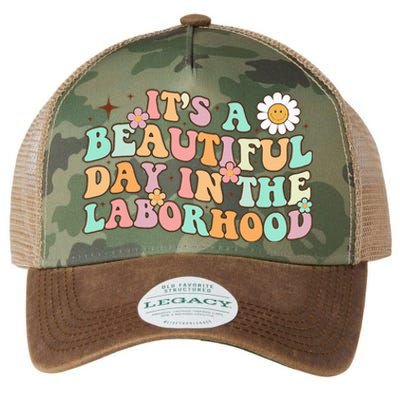 Retro Groovy It'S A Beautiful Day In The Laborhood Legacy Tie Dye Trucker Hat