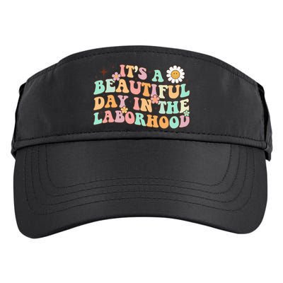 Retro Groovy It'S A Beautiful Day In The Laborhood Adult Drive Performance Visor