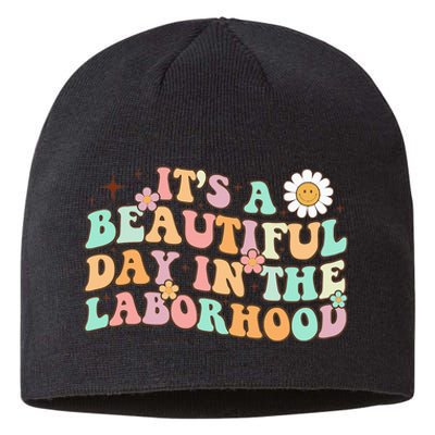 Retro Groovy It'S A Beautiful Day In The Laborhood Sustainable Beanie