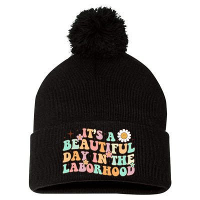 Retro Groovy It'S A Beautiful Day In The Laborhood Pom Pom 12in Knit Beanie