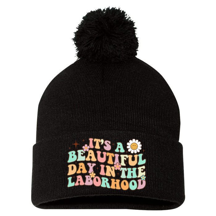 Retro Groovy It'S A Beautiful Day In The Laborhood Pom Pom 12in Knit Beanie