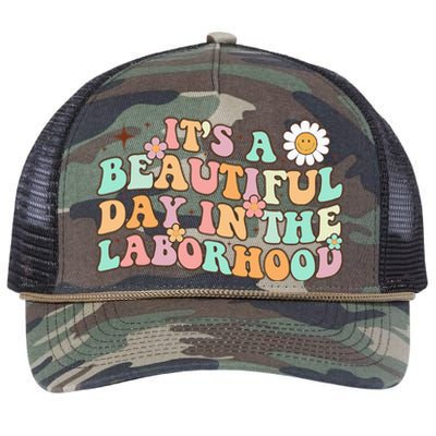 Retro Groovy It'S A Beautiful Day In The Laborhood Retro Rope Trucker Hat Cap