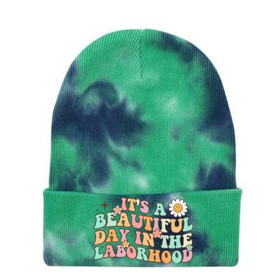 Retro Groovy It'S A Beautiful Day In The Laborhood Tie Dye 12in Knit Beanie