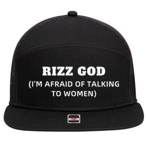 Rizz God IM Afraid Of Talking To Women Satirical 7 Panel Mesh Trucker Snapback Hat