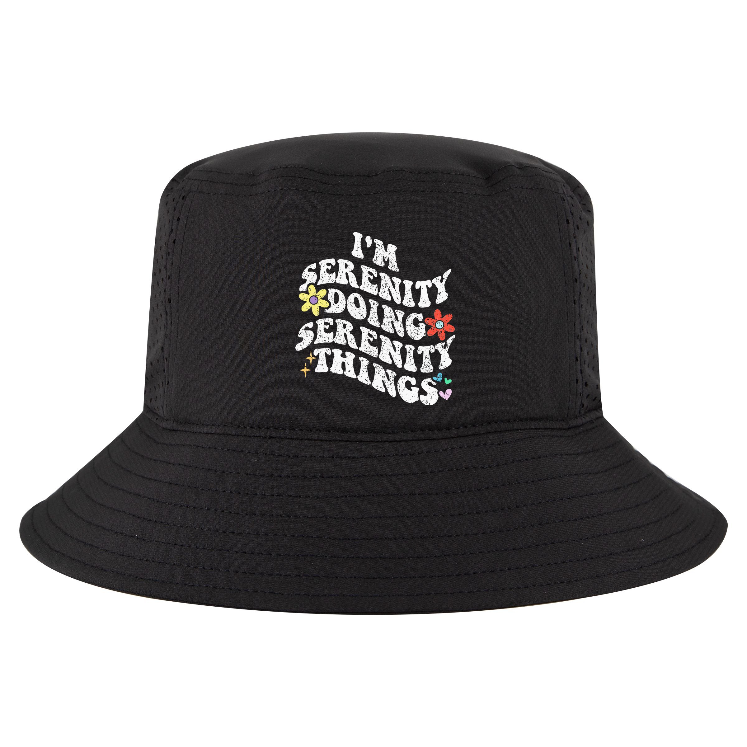 Retro Groovy Im Serenity Doing Serenity Things Funny Cool Comfort Performance Bucket Hat