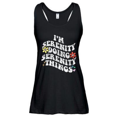 Retro Groovy Im Serenity Doing Serenity Things Funny Ladies Essential Flowy Tank