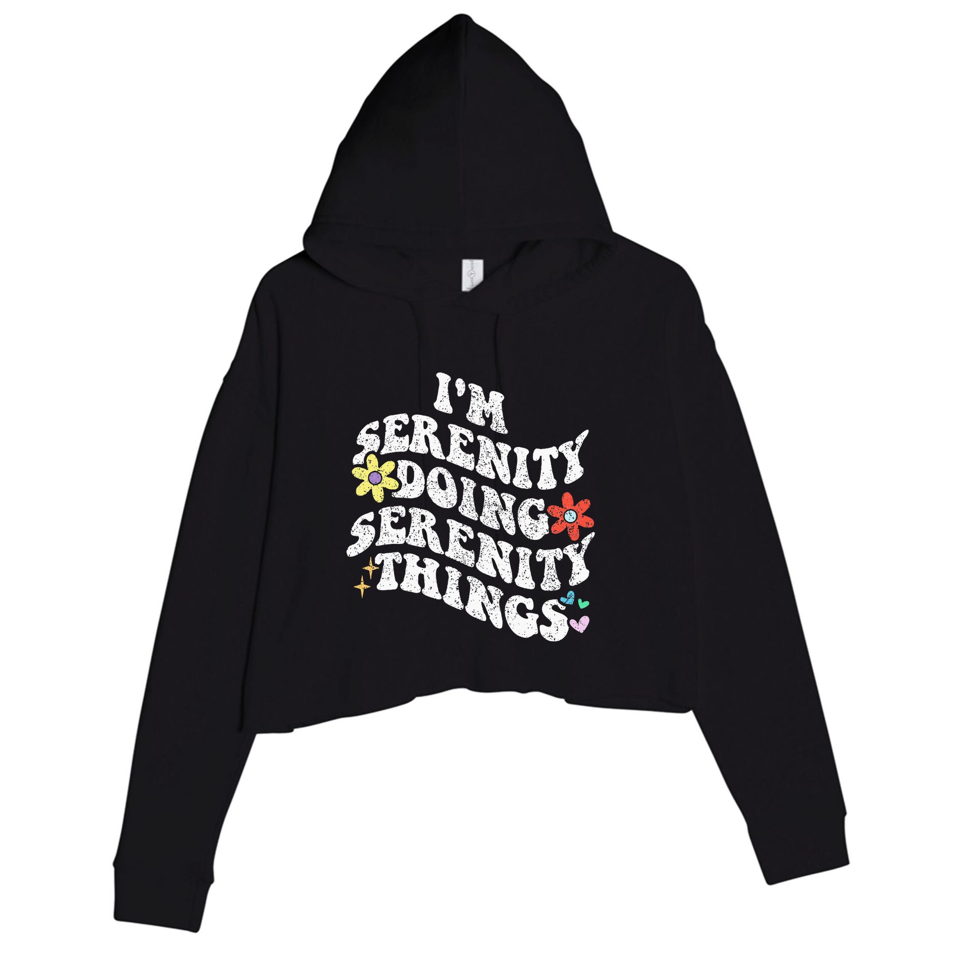 Retro Groovy Im Serenity Doing Serenity Things Funny Crop Fleece Hoodie