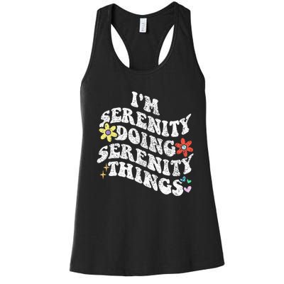 Retro Groovy Im Serenity Doing Serenity Things Funny Women's Racerback Tank