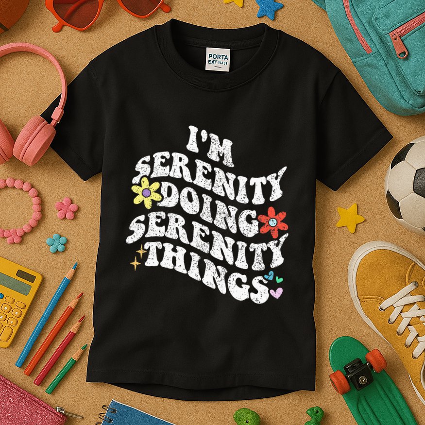 Retro Groovy Im Serenity Doing Serenity Things Funny Kids T-Shirt