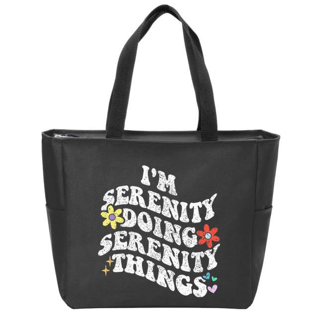 Retro Groovy Im Serenity Doing Serenity Things Funny Zip Tote Bag