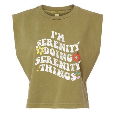 Retro Groovy Im Serenity Doing Serenity Things Funny Garment-Dyed Women's Muscle Tee