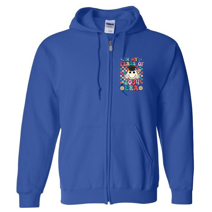 Retro Groovy In My Class Of 2034 Era Class Of 2034 Graduate Cool Gift Full Zip Hoodie