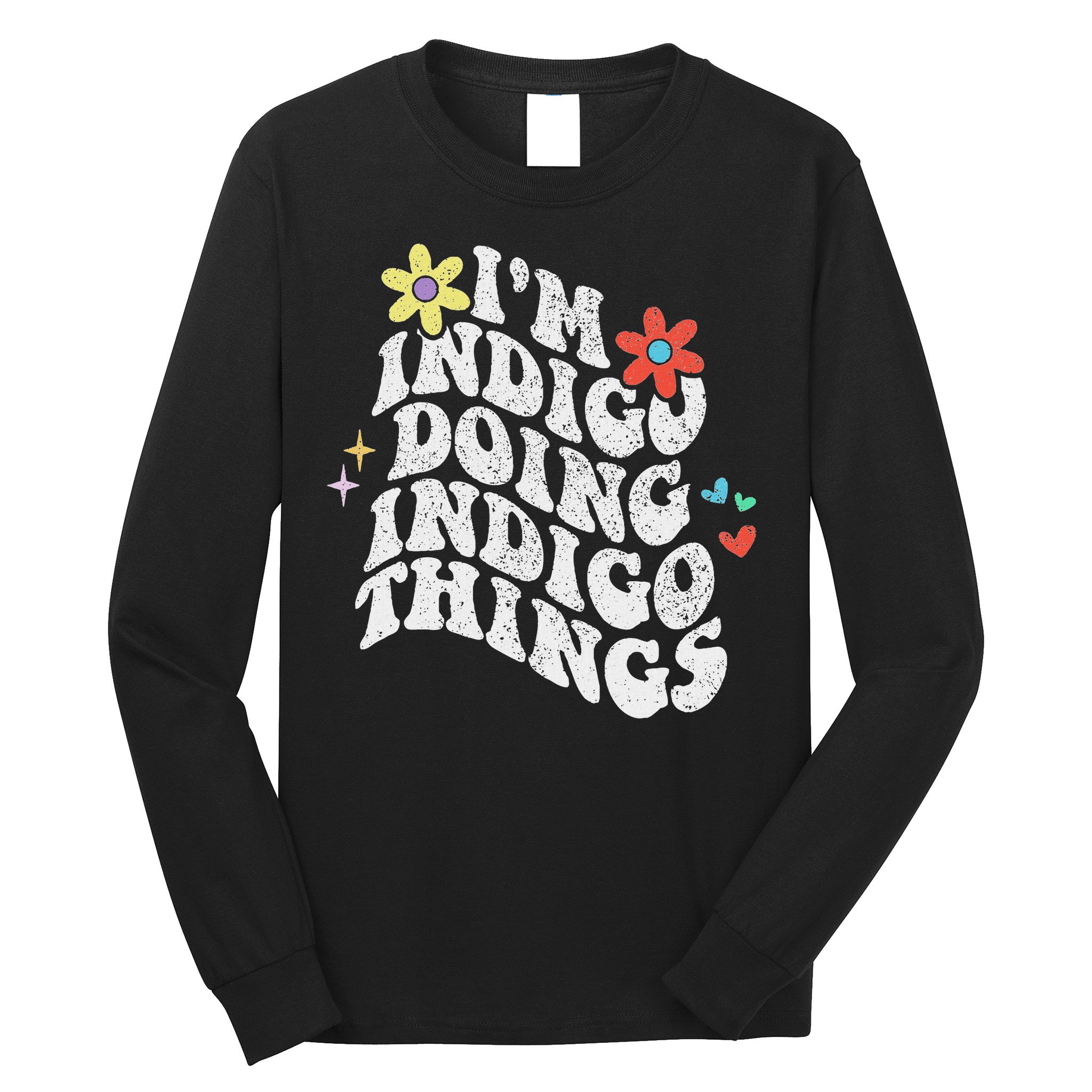 Retro Groovy Im Indigo Doing Indigo Things Funny Mothers Day Long Sleeve Shirt