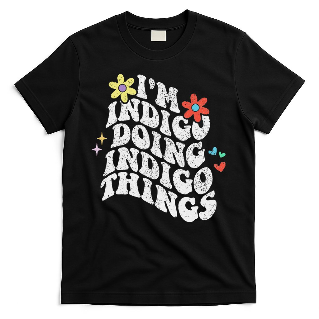 Retro Groovy Im Indigo Doing Indigo Things Funny Mothers Day T-Shirt