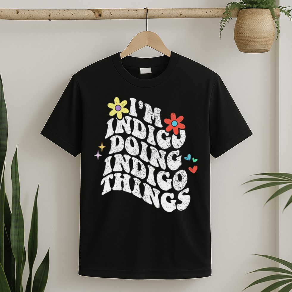 Retro Groovy Im Indigo Doing Indigo Things Funny Mothers Day T-Shirt