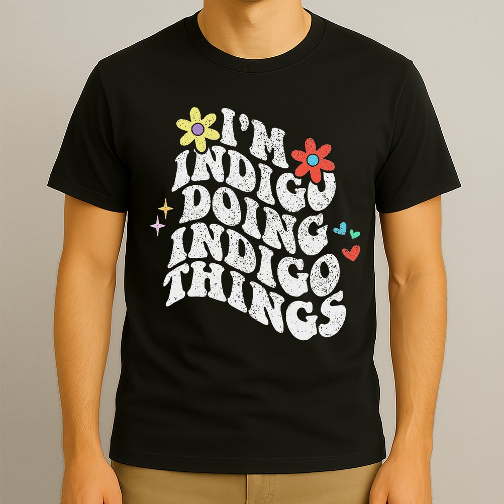 Retro Groovy Im Indigo Doing Indigo Things Funny Mothers Day T-Shirt