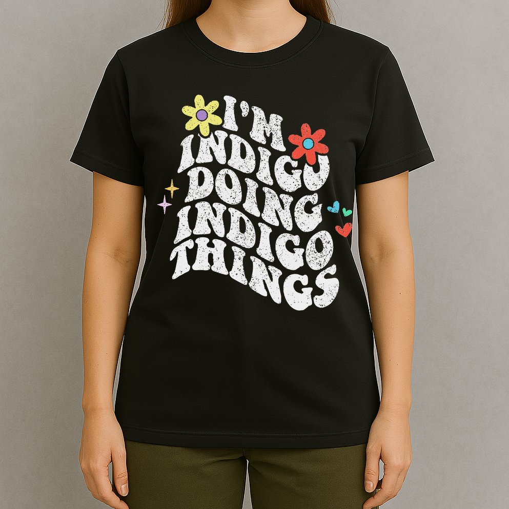 Retro Groovy Im Indigo Doing Indigo Things Funny Mothers Day T-Shirt