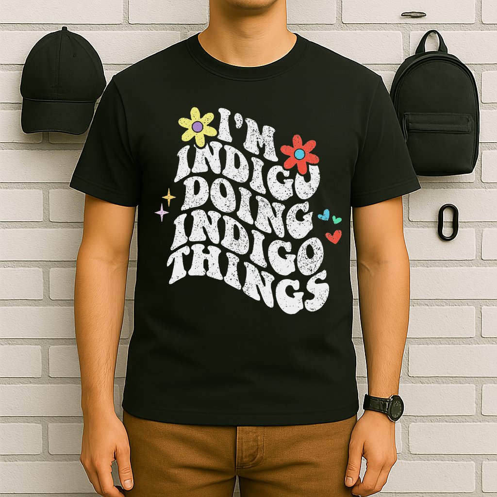 Retro Groovy Im Indigo Doing Indigo Things Funny Mothers Day T-Shirt
