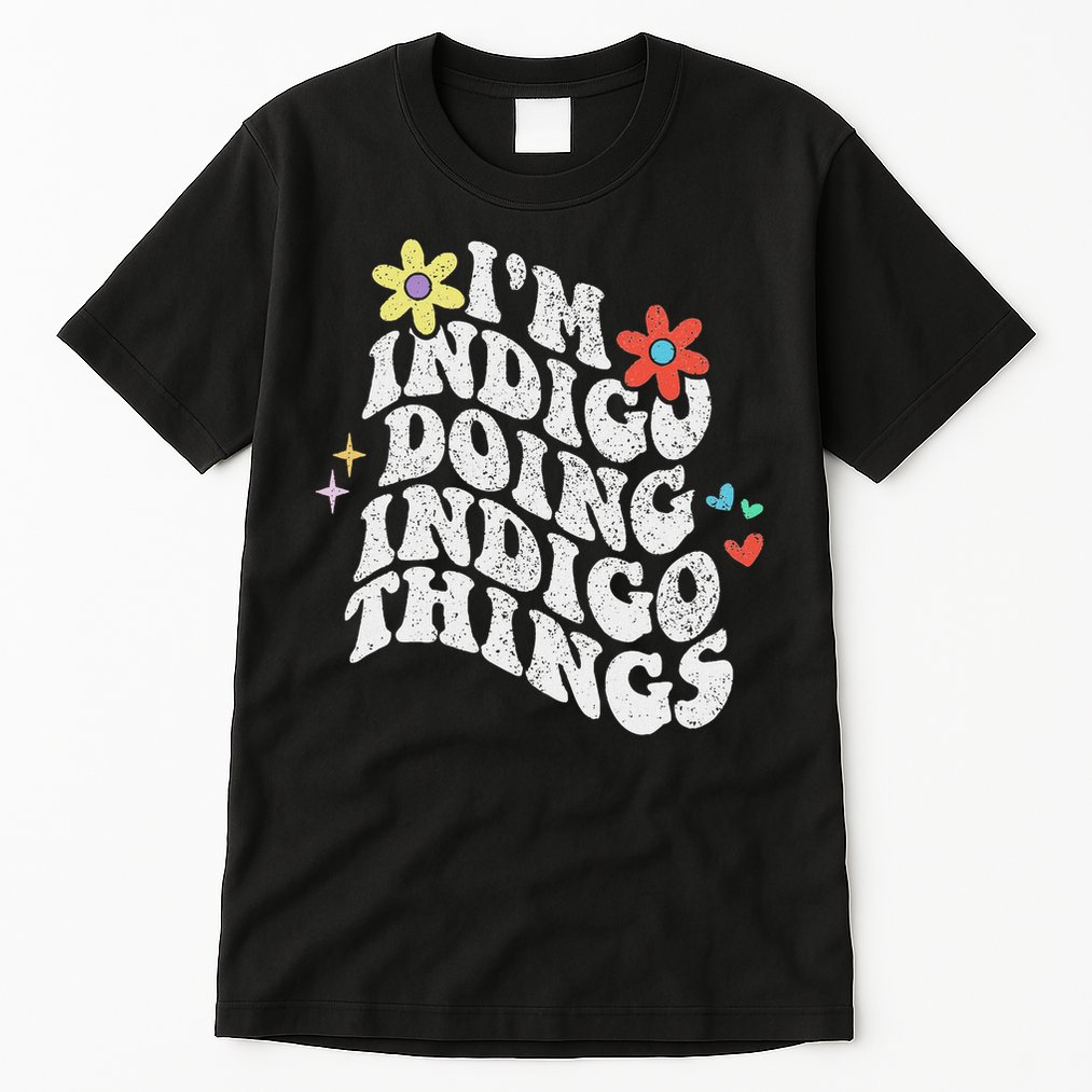 Retro Groovy Im Indigo Doing Indigo Things Funny Mothers Day Tall T-Shirt