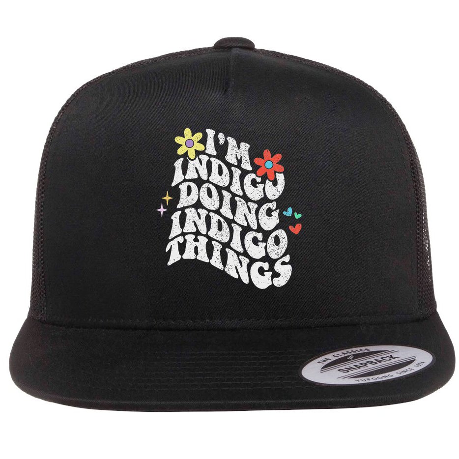 Retro Groovy Im Indigo Doing Indigo Things Funny Mothers Day Flat Bill Trucker Hat