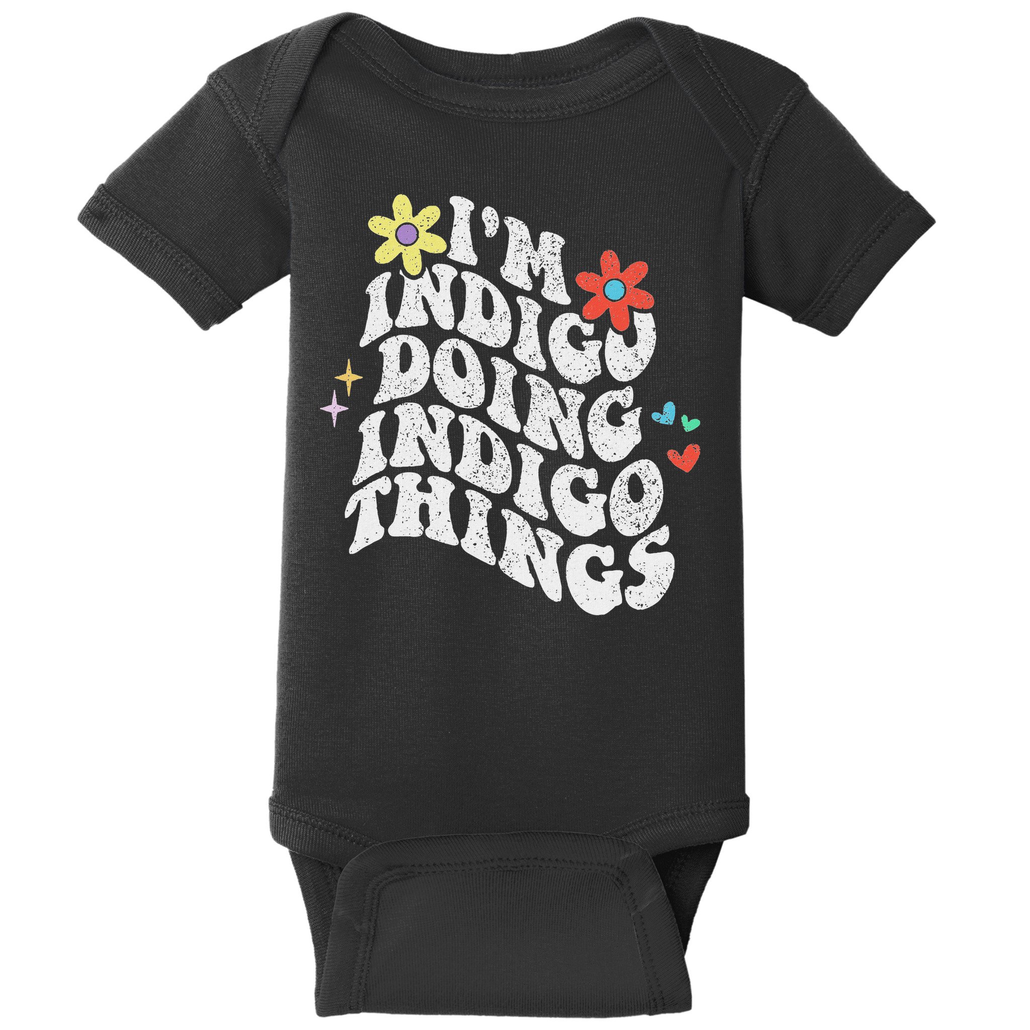 Retro Groovy Im Indigo Doing Indigo Things Funny Mothers Day Baby Bodysuit