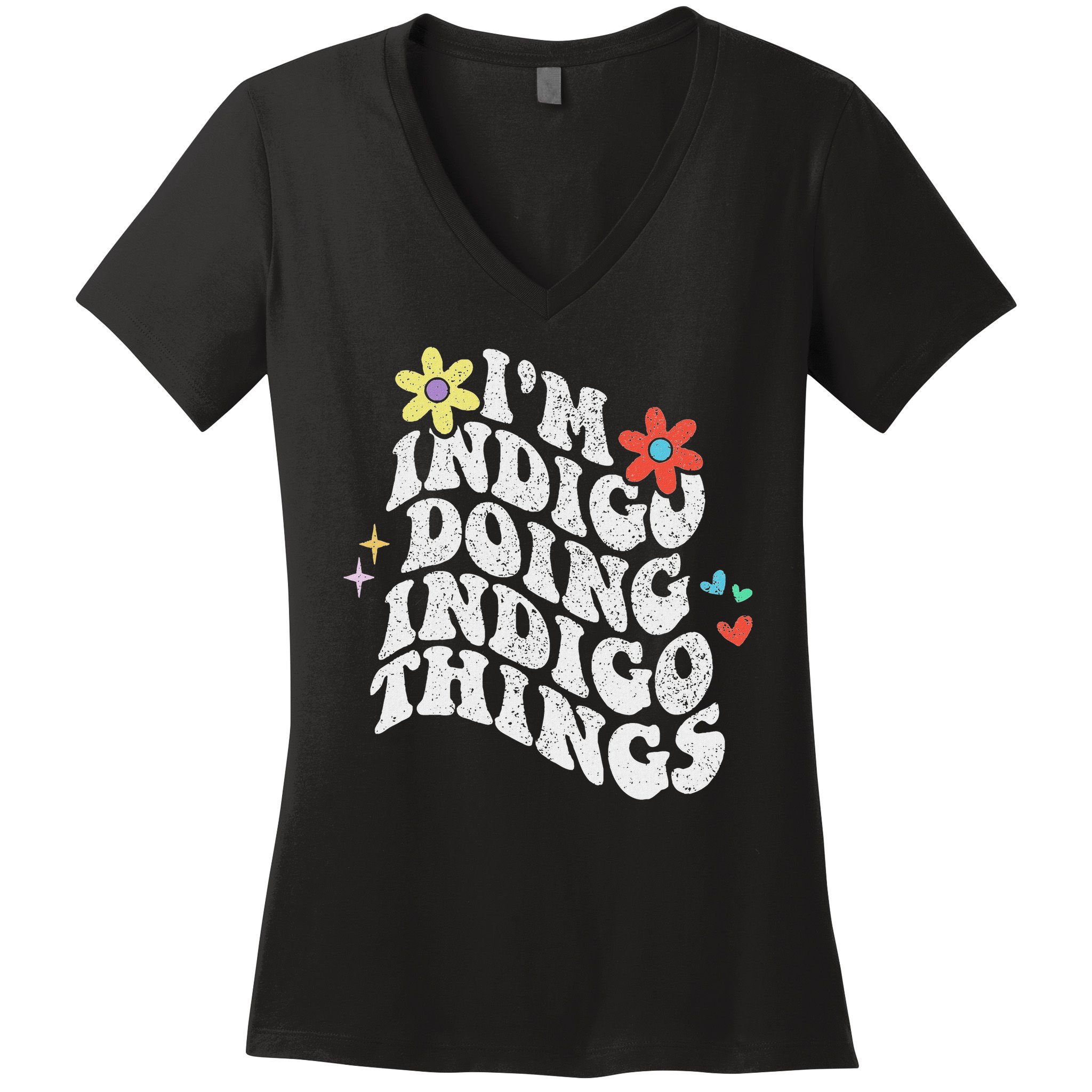 Retro Groovy Im Indigo Doing Indigo Things Funny Mothers Day Women's V-Neck T-Shirt