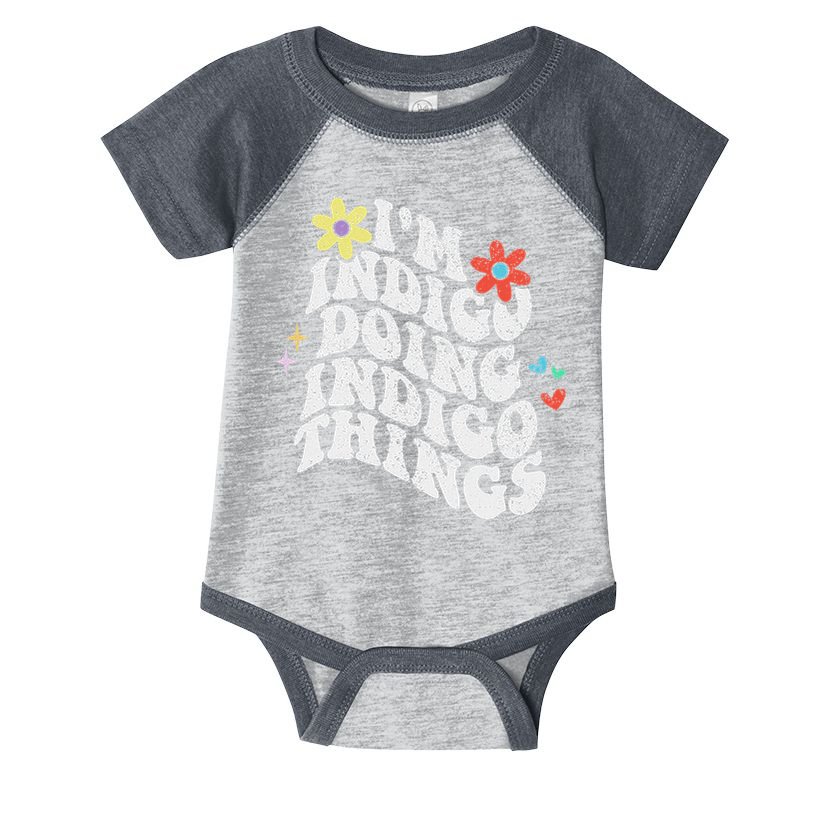 Retro Groovy Im Indigo Doing Indigo Things Funny Mothers Day Infant Baby Jersey Bodysuit