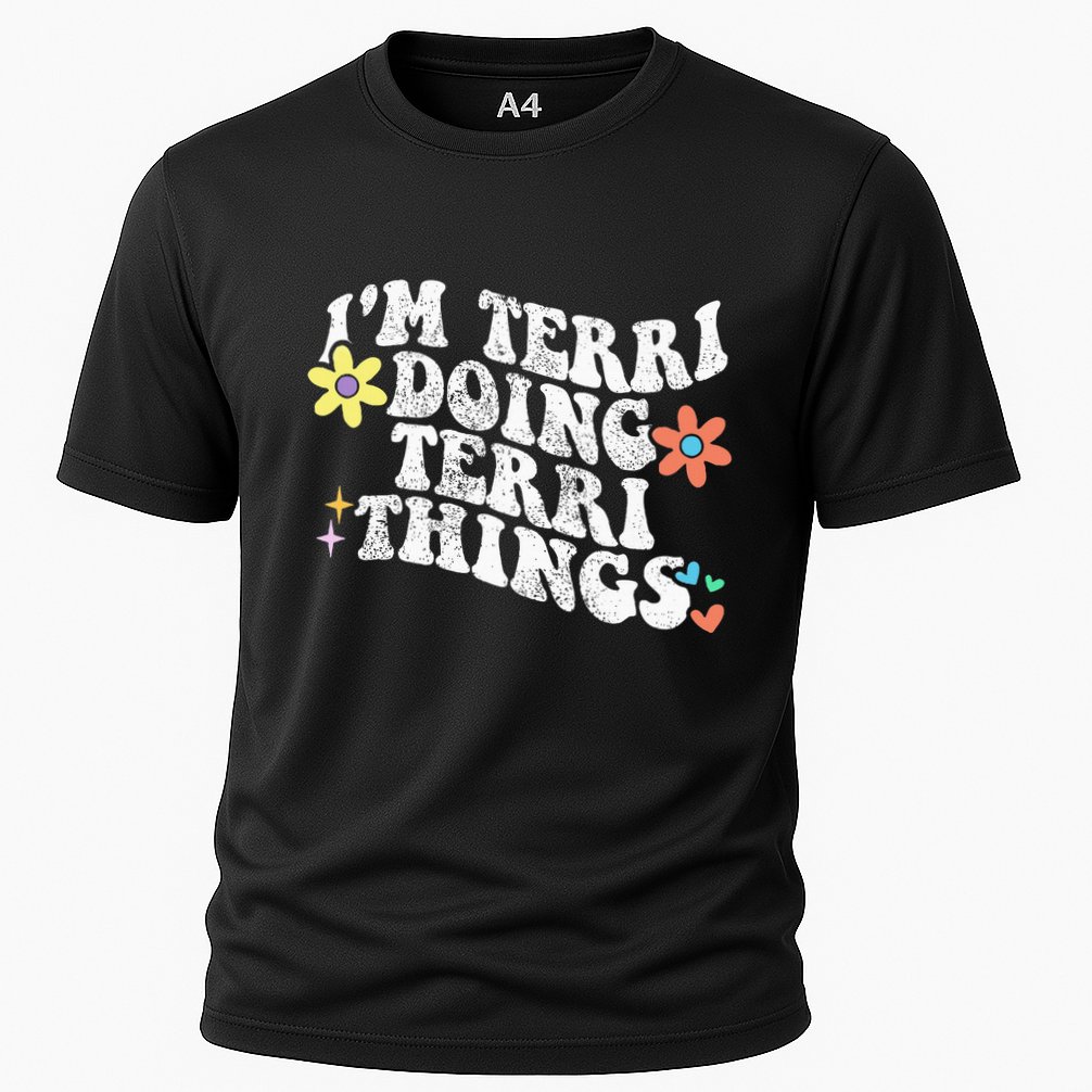 Retro Groovy Im Terri Doing Terri Things Funny MotherS Day Cooling Performance Crew T-Shirt