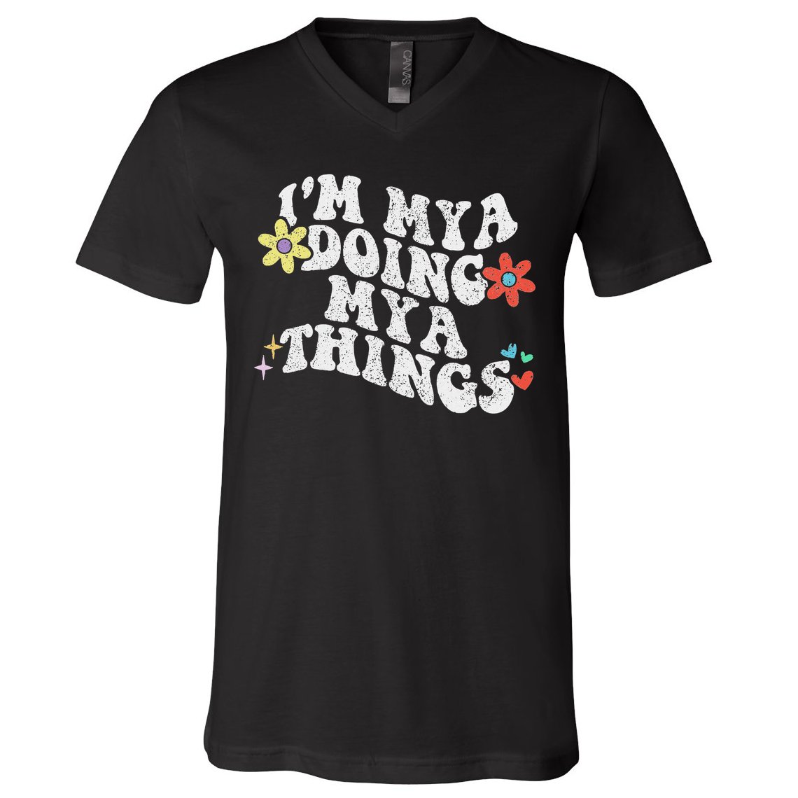 Retro Groovy Im Mya Doing Mya Things Funny Mother's Day V-Neck T-Shirt