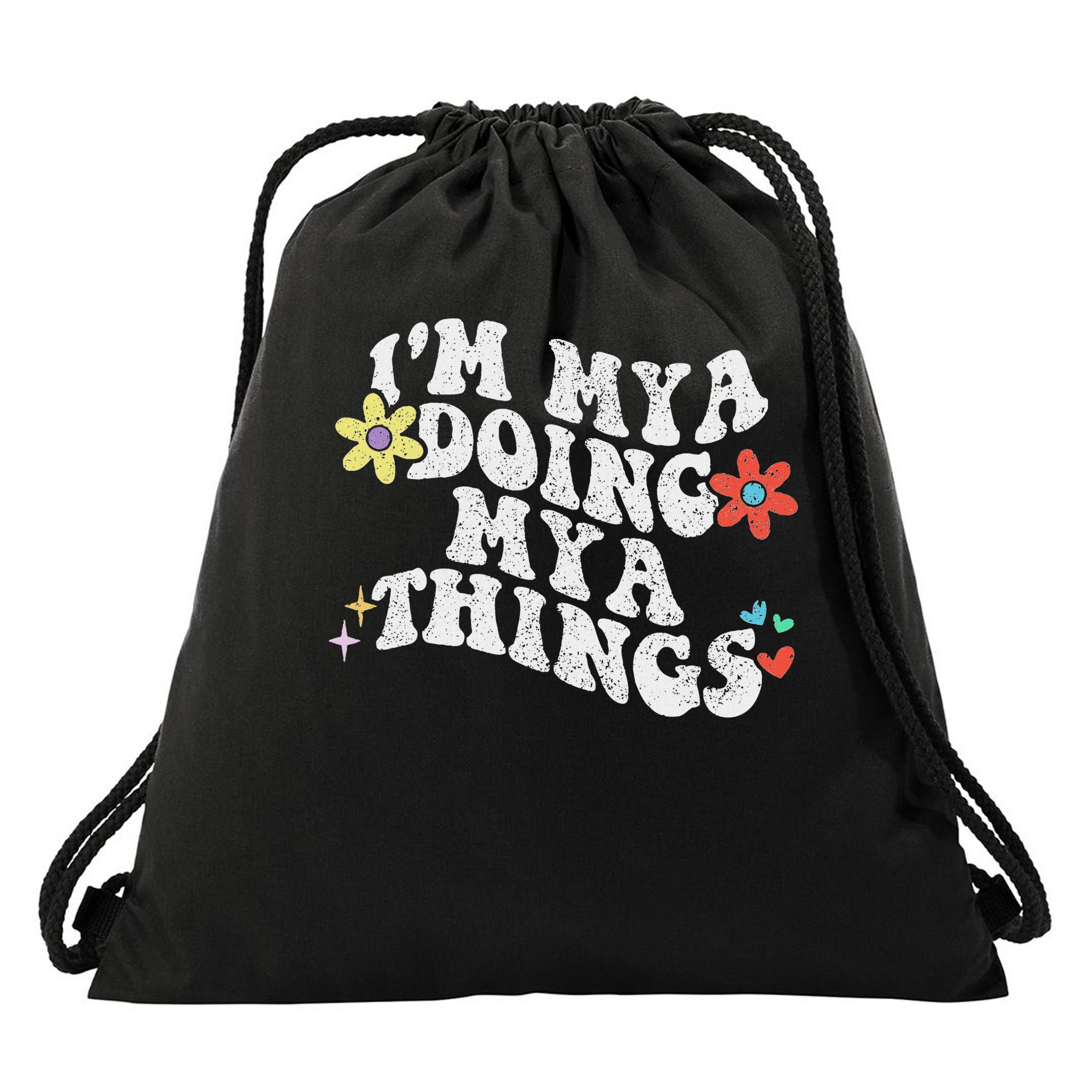 Retro Groovy Im Mya Doing Mya Things Funny Mother's Day Drawstring Bag