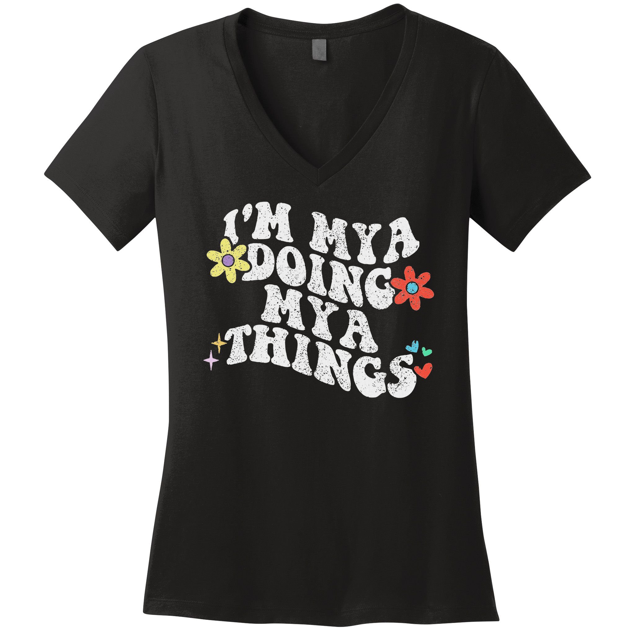 Retro Groovy Im Mya Doing Mya Things Funny Mother's Day Women's V-Neck T-Shirt