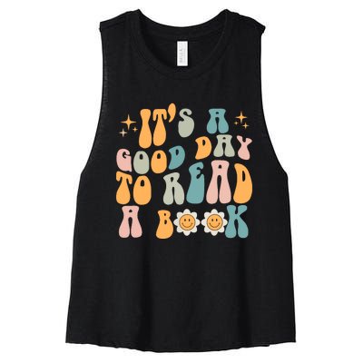 Retro Groovy Its A Good Day To Read A Book Women's Racerback Cropped Tank