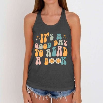 Retro Groovy Its A Good Day To Read A Book Women's Knotted Racerback Tank