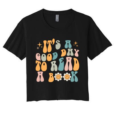 Retro Groovy Its A Good Day To Read A Book Women's Crop Top Tee