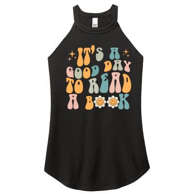 Retro Groovy Its A Good Day To Read A Book Women’s Perfect Tri Rocker Tank