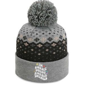 Retro Groovy Im Robbie Doing Robbie Things Funny MotherS The Baniff Cuffed Pom Beanie