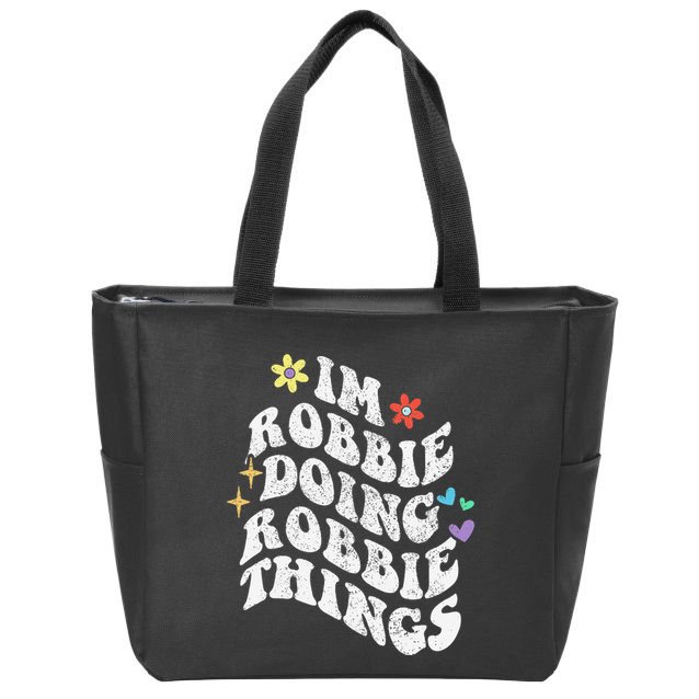 Retro Groovy Im Robbie Doing Robbie Things Funny MotherS Zip Tote Bag