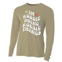 Retro Groovy Im Robbie Doing Robbie Things Funny MotherS Cooling Performance Long Sleeve Crew