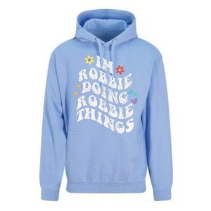 Retro Groovy Im Robbie Doing Robbie Things Funny MotherS Unisex Surf Hoodie