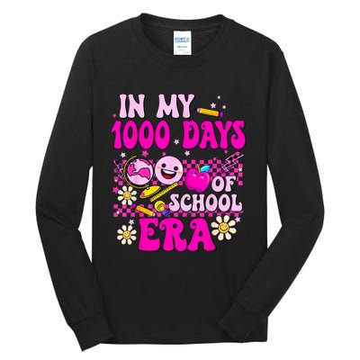 Retro Groovy In My 1000 Days Of School Era 1000 Days Smarter Tall Long Sleeve T-Shirt