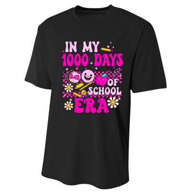 Retro Groovy In My 1000 Days Of School Era 1000 Days Smarter Performance Sprint T-Shirt