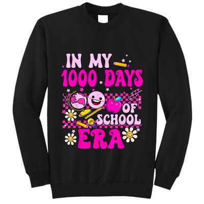 Retro Groovy In My 1000 Days Of School Era 1000 Days Smarter Tall Sweatshirt