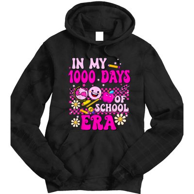 Retro Groovy In My 1000 Days Of School Era 1000 Days Smarter Tie Dye Hoodie