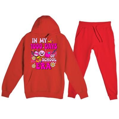 Retro Groovy In My 1000 Days Of School Era 1000 Days Smarter Premium Hooded Sweatsuit Set