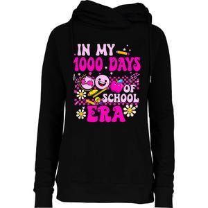 Retro Groovy In My 1000 Days Of School Era 1000 Days Smarter Womens Funnel Neck Pullover Hood