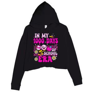 Retro Groovy In My 1000 Days Of School Era 1000 Days Smarter Crop Fleece Hoodie