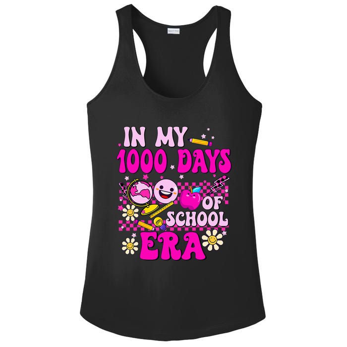 Retro Groovy In My 1000 Days Of School Era 1000 Days Smarter Ladies PosiCharge Competitor Racerback Tank