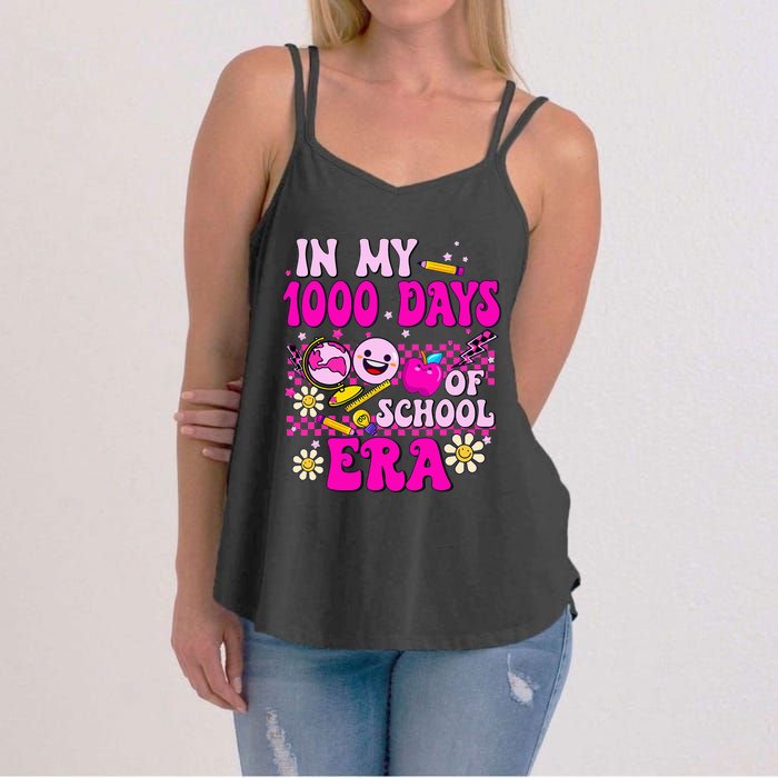 Retro Groovy In My 1000 Days Of School Era 1000 Days Smarter Women's Strappy Tank